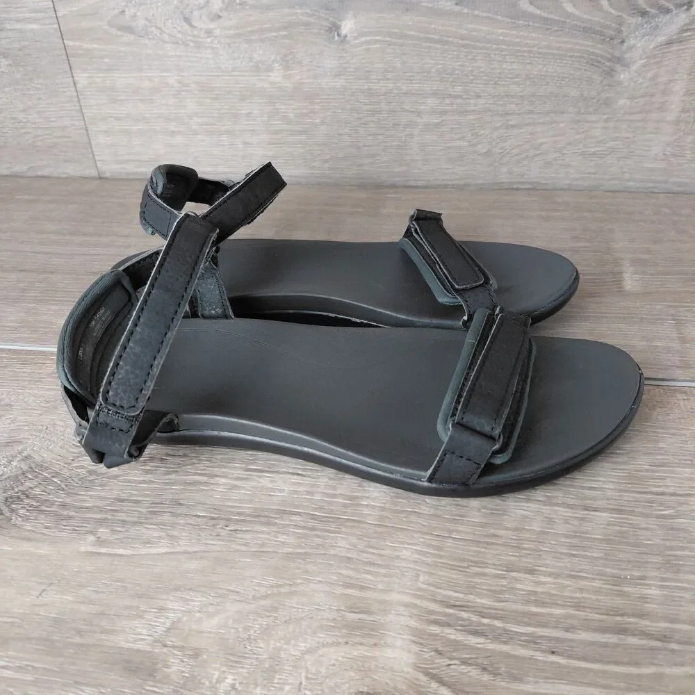 Olukai Sandals Women 9 Black Luana Strappy Adjustable Ankle Slingback Beach Shoe